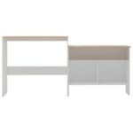 Table de bar avec 2 dessus de table Blanc et chêne 130x40x120cm – Image 2