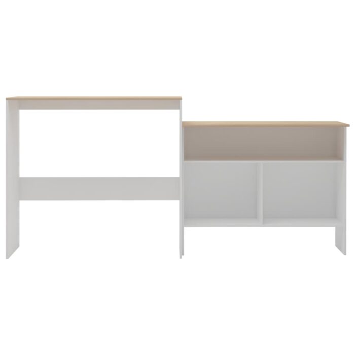 Table de bar avec 2 dessus de table Blanc et chêne 130x40x120cm – Image 2