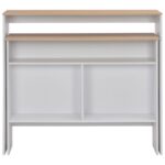 Table de bar avec 2 dessus de table Blanc et chêne 130x40x120cm – Image 3