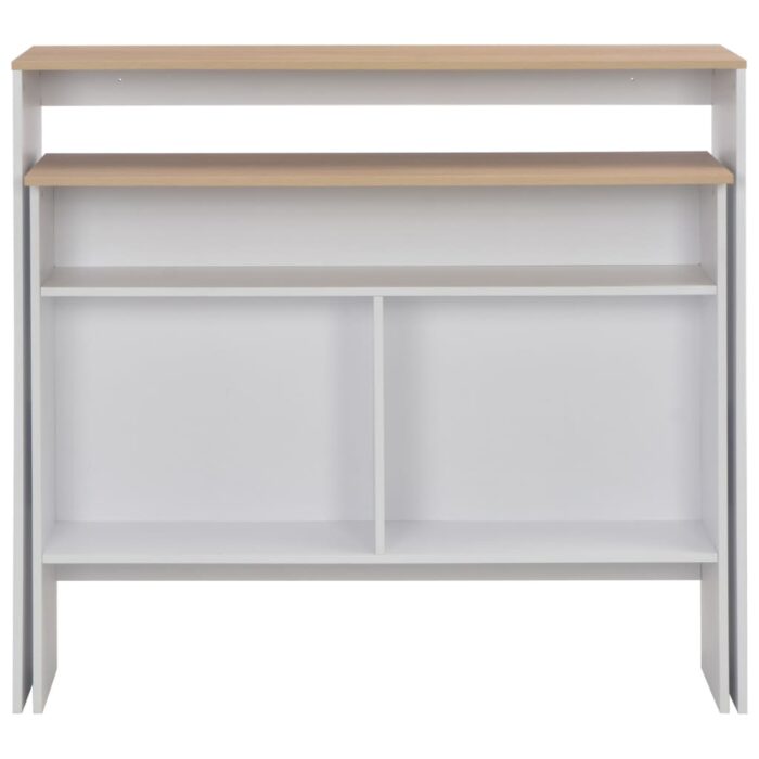 Table de bar avec 2 dessus de table Blanc et chêne 130x40x120cm – Image 3