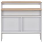 Table de bar avec 2 dessus de table Blanc et chêne 130x40x120cm – Image 4
