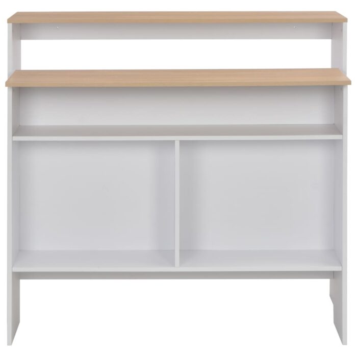 Table de bar avec 2 dessus de table Blanc et chêne 130x40x120cm – Image 4