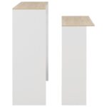 Table de bar avec 2 dessus de table Blanc et chêne 130x40x120cm – Image 5