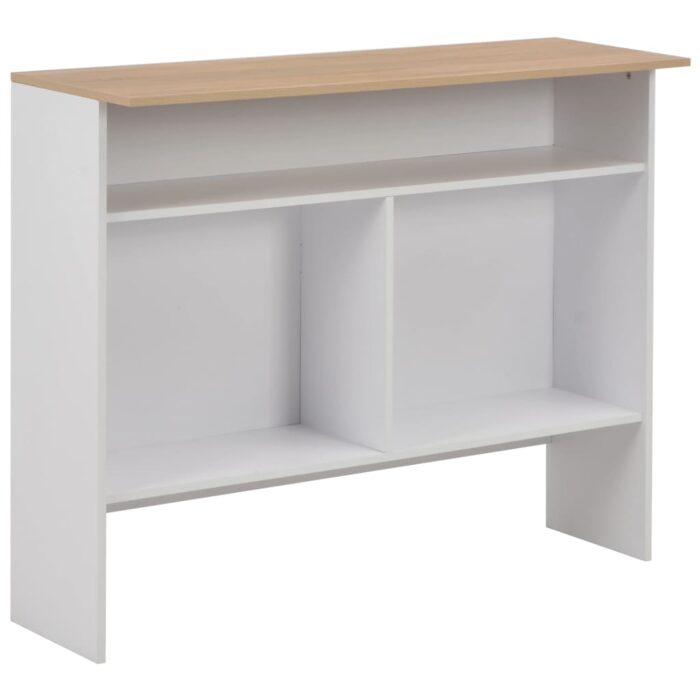 Table de bar avec 2 dessus de table Blanc et chêne 130x40x120cm – Image 7