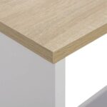 Table de bar avec 2 dessus de table Blanc et chêne 130x40x120cm – Image 8