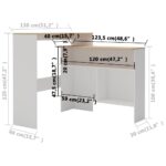 Table de bar avec 2 dessus de table Blanc et chêne 130x40x120cm – Image 9