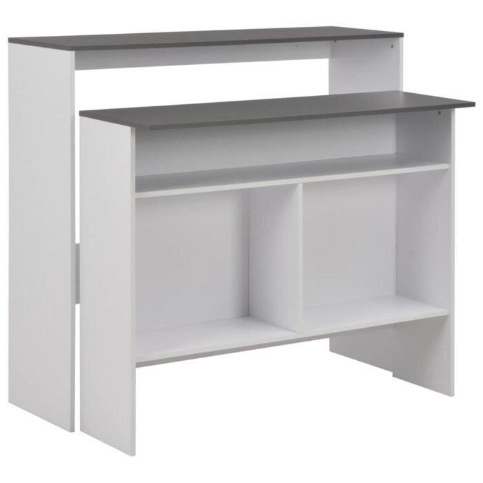 Table de bar avec 2 dessus de table Blanc et gris 130x40x120 cm – Image 1