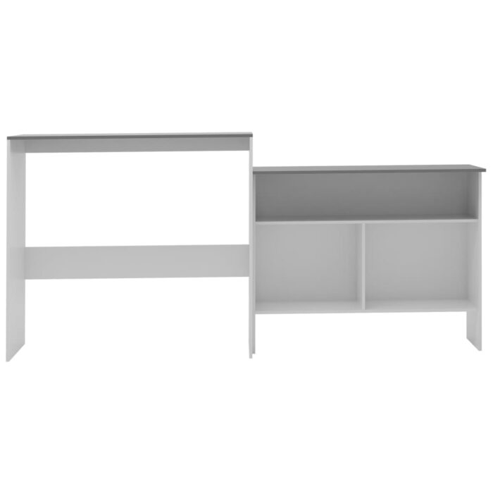 Table de bar avec 2 dessus de table Blanc et gris 130x40x120 cm – Image 2