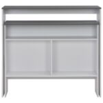 Table de bar avec 2 dessus de table Blanc et gris 130x40x120 cm – Image 3