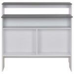 Table de bar avec 2 dessus de table Blanc et gris 130x40x120 cm – Image 4