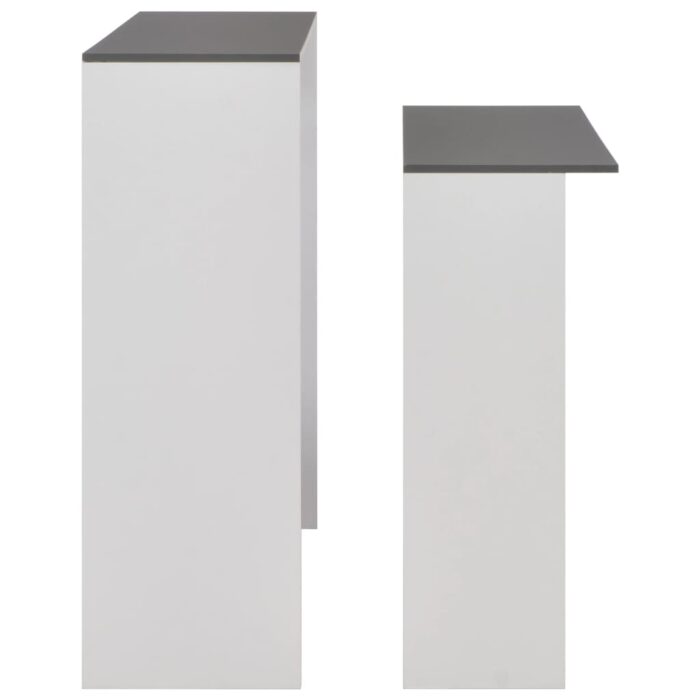 Table de bar avec 2 dessus de table Blanc et gris 130x40x120 cm – Image 5
