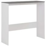 Table de bar avec 2 dessus de table Blanc et gris 130x40x120 cm – Image 6