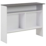 Table de bar avec 2 dessus de table Blanc et gris 130x40x120 cm – Image 7