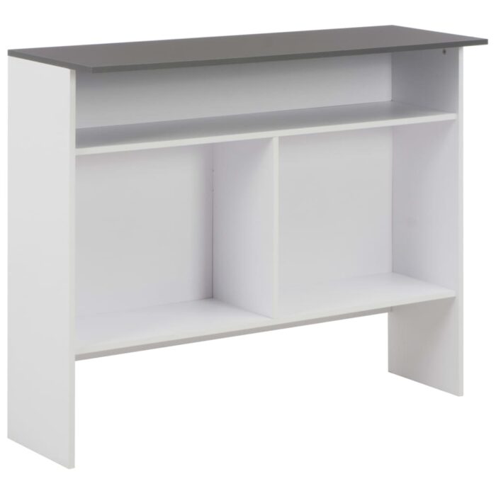 Table de bar avec 2 dessus de table Blanc et gris 130x40x120 cm – Image 7