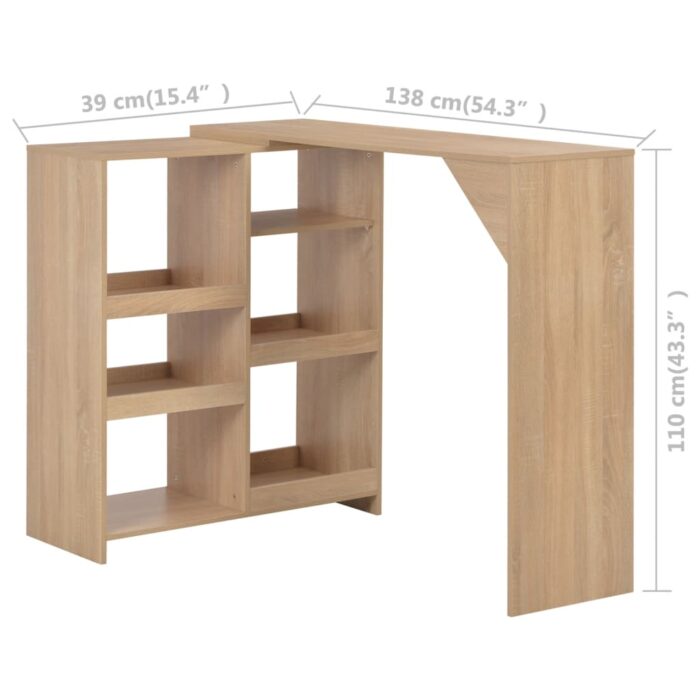 Table de bar avec tablette amovible Chêne 138x39x110 cm – Image 5