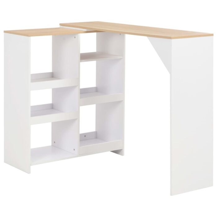 Table de bar avec tablette amovible Blanc 138x39x110 cm – Image 1