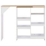 Table de bar avec tablette amovible Blanc 138x39x110 cm – Image 2