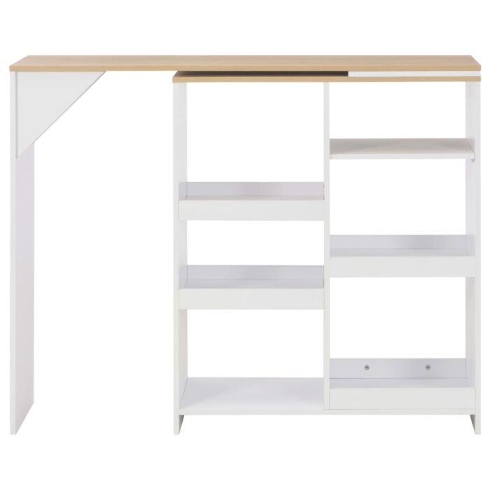 Table de bar avec tablette amovible Blanc 138x39x110 cm – Image 2