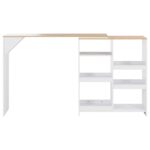 Table de bar avec tablette amovible Blanc 138x39x110 cm – Image 3