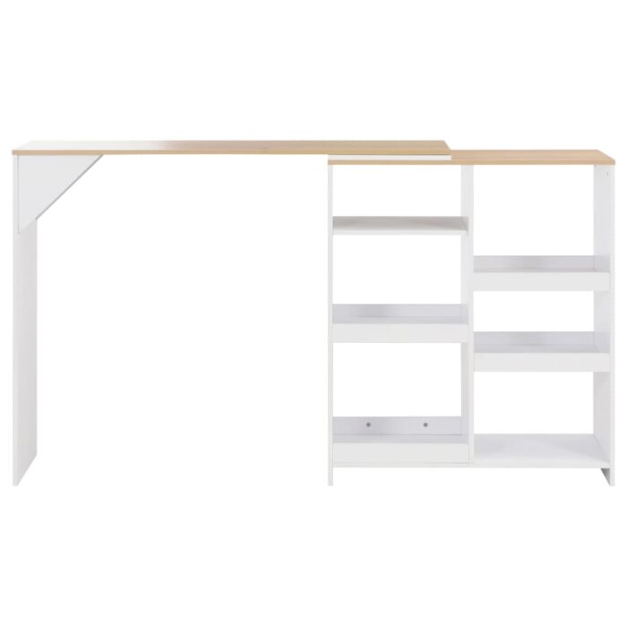 Table de bar avec tablette amovible Blanc 138x39x110 cm – Image 3