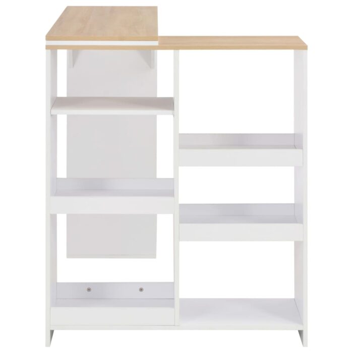 Table de bar avec tablette amovible Blanc 138x39x110 cm – Image 4