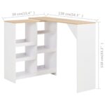 Table de bar avec tablette amovible Blanc 138x39x110 cm – Image 5
