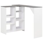 Table de bar avec tablette amovible Blanc 138x39x110 cm