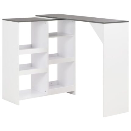 Table de bar avec tablette amovible Blanc 138x39x110 cm
