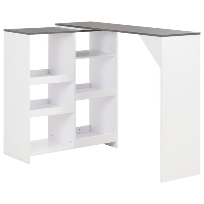 Table de bar avec tablette amovible Blanc 138x39x110 cm – Image 1