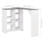 Table de bar avec tablette amovible Blanc 138x39x110 cm – Image 5