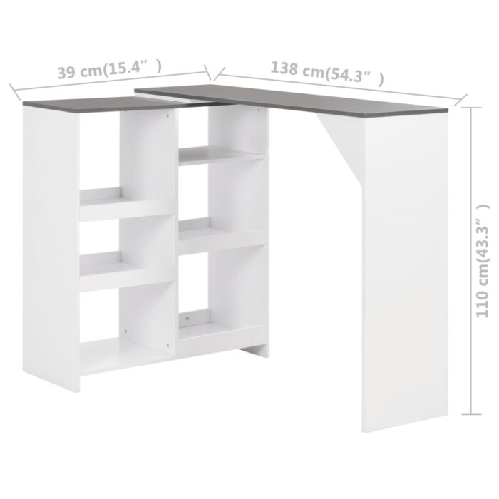Table de bar avec tablette amovible Blanc 138x39x110 cm – Image 5