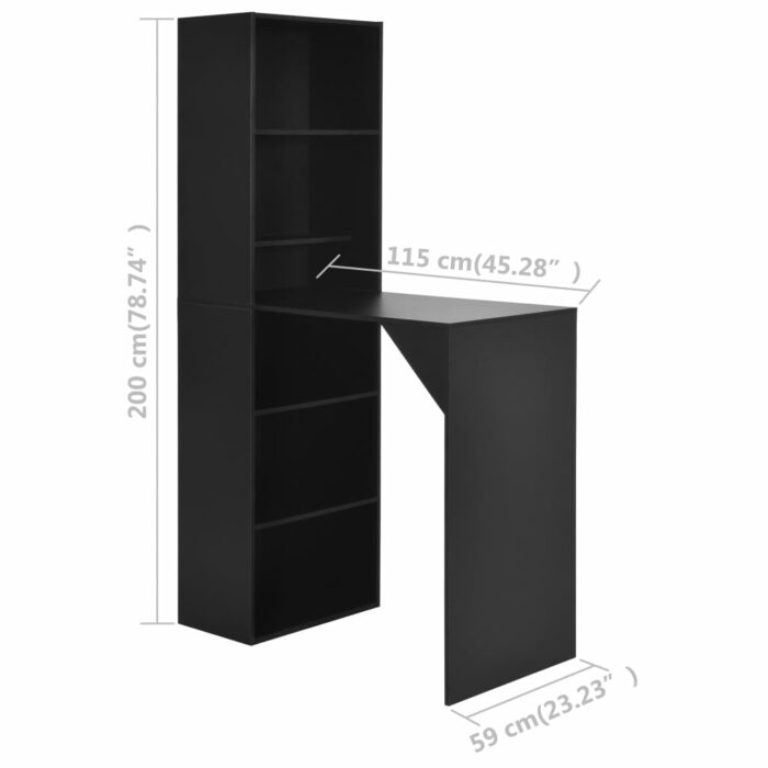 Table de bar avec armoire Noir 115x59x200 cm – Image 5