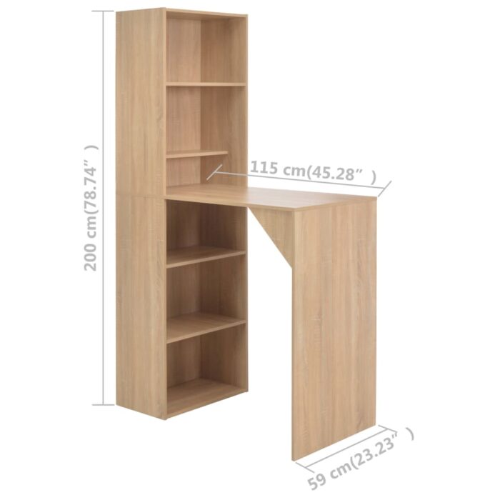 Table de bar avec armoire Chêne 115x59x200 cm – Image 5