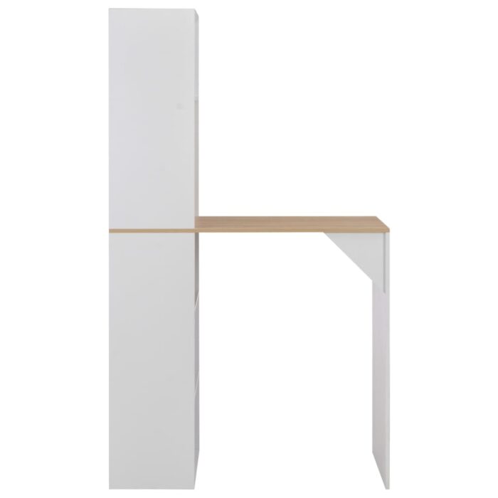 Table de bar avec armoire Blanc 115x59x200 cm – Image 2