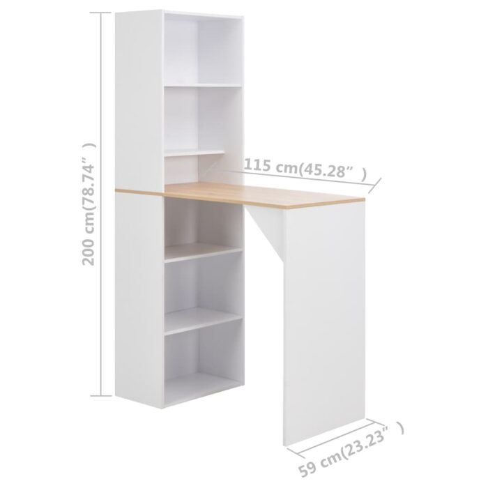 Table de bar avec armoire Blanc 115x59x200 cm – Image 5