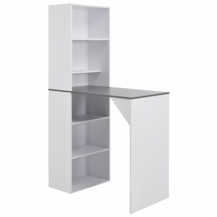 Table de bar avec armoire Blanc 115x59x200 cm