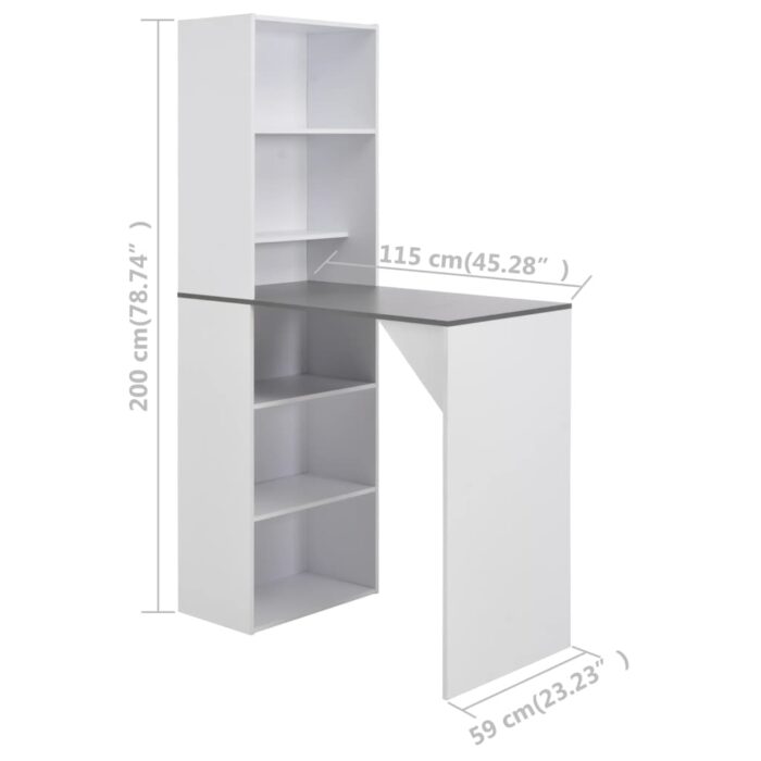 Table de bar avec armoire Blanc 115x59x200 cm – Image 5