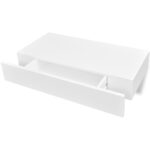 Étagères murales avec tiroirs 2 pcs Blanc 48 cm – Image 2