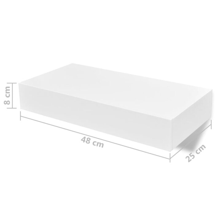 Étagères murales avec tiroirs 2 pcs Blanc 48 cm – Image 4