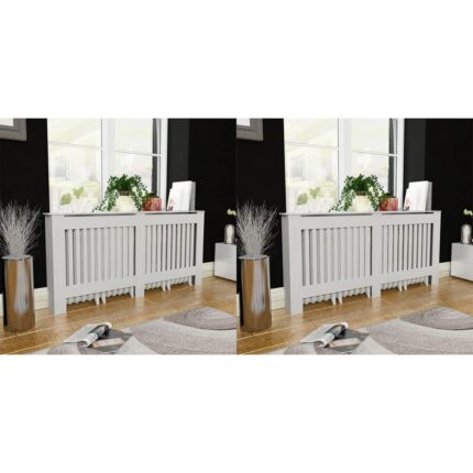 Cache-radiateurs 2 pcs blanc MDF 172 cm