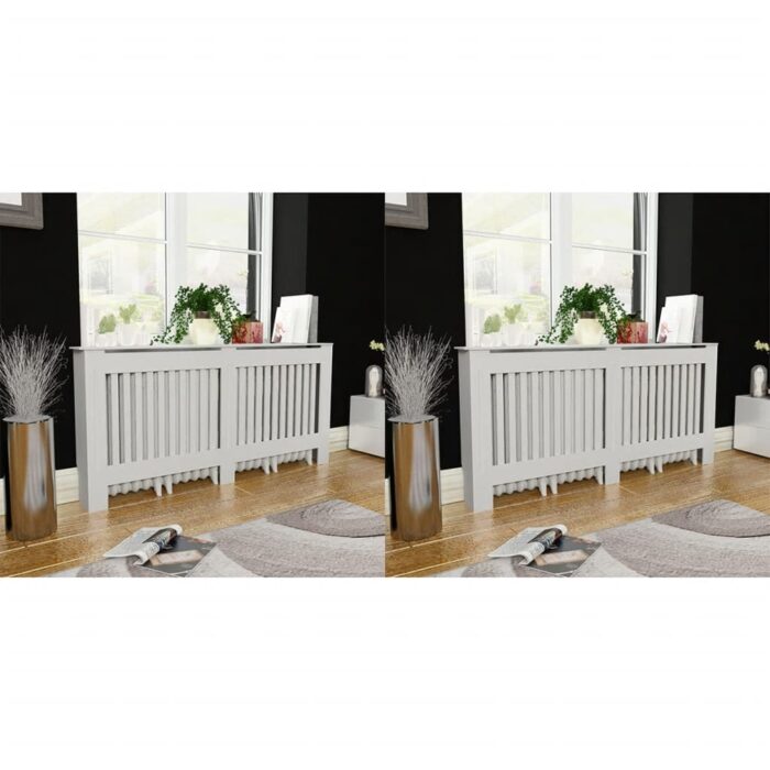 Cache-radiateurs 2 pcs blanc MDF 172 cm – Image 1