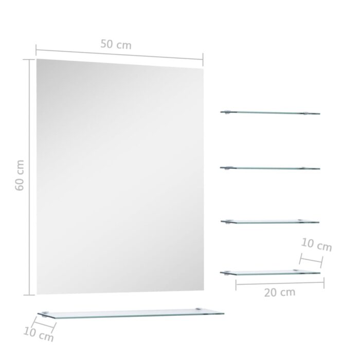 Miroir mural avec 5 étagères Argenté 50 x 60 cm – Image 4
