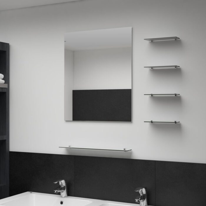 Miroir mural avec 5 étagères Argenté 50 x 60 cm – Image 1