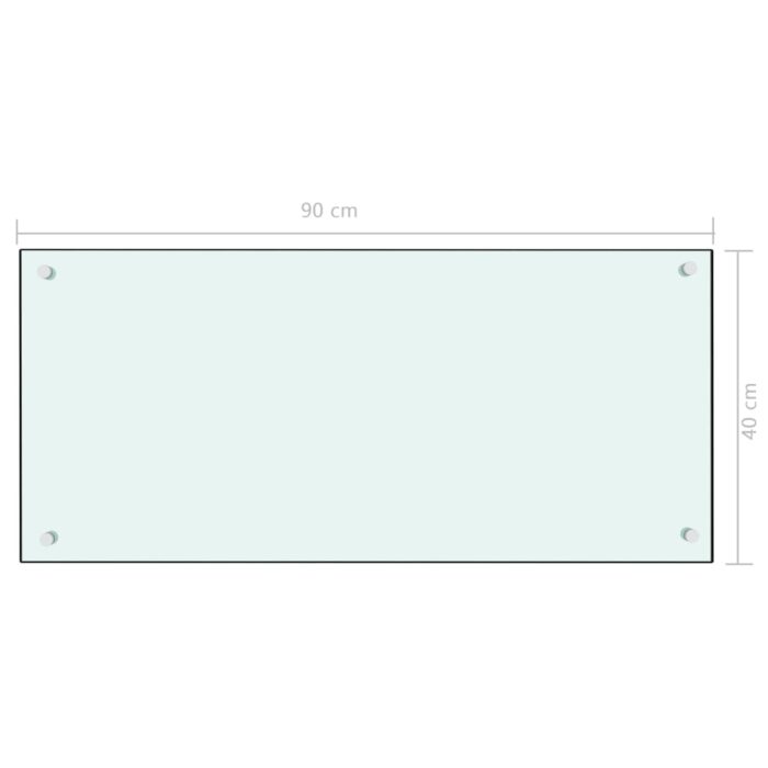 Dosseret de cuisine Blanc 90x40 cm Verre trempé – Image 5