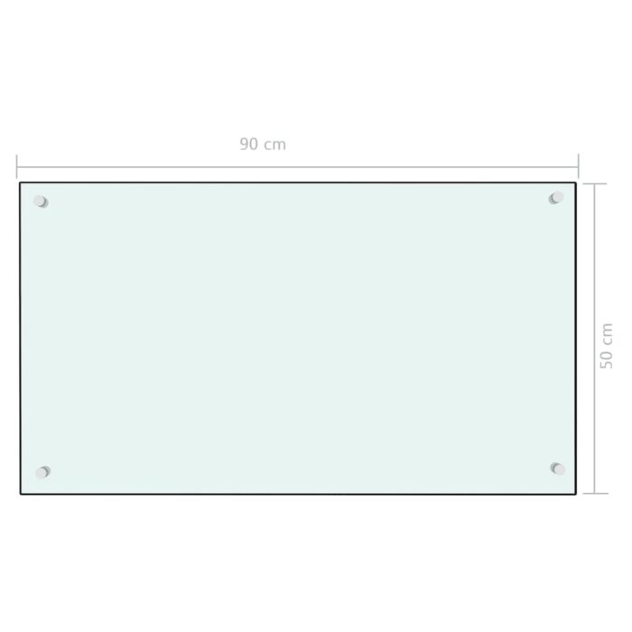 Dosseret de cuisine Blanc 90x50 cm Verre trempé – Image 5