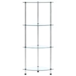 Étagère 4 niveaux Transparent 30x30x100 cm Verre trempé – Image 2
