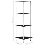 Étagère 4 niveaux Noir 30x30x100 cm Verre trempé – Image 5