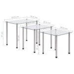 Tables gigognes 3 pcs Transparent Verre trempé – Image 9
