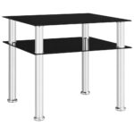 Table d'appoint Noir 45x50x45 cm Verre trempé