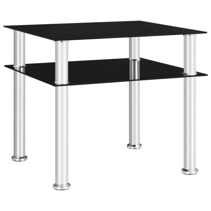 Table d'appoint Noir 45x50x45 cm Verre trempé – Image 1